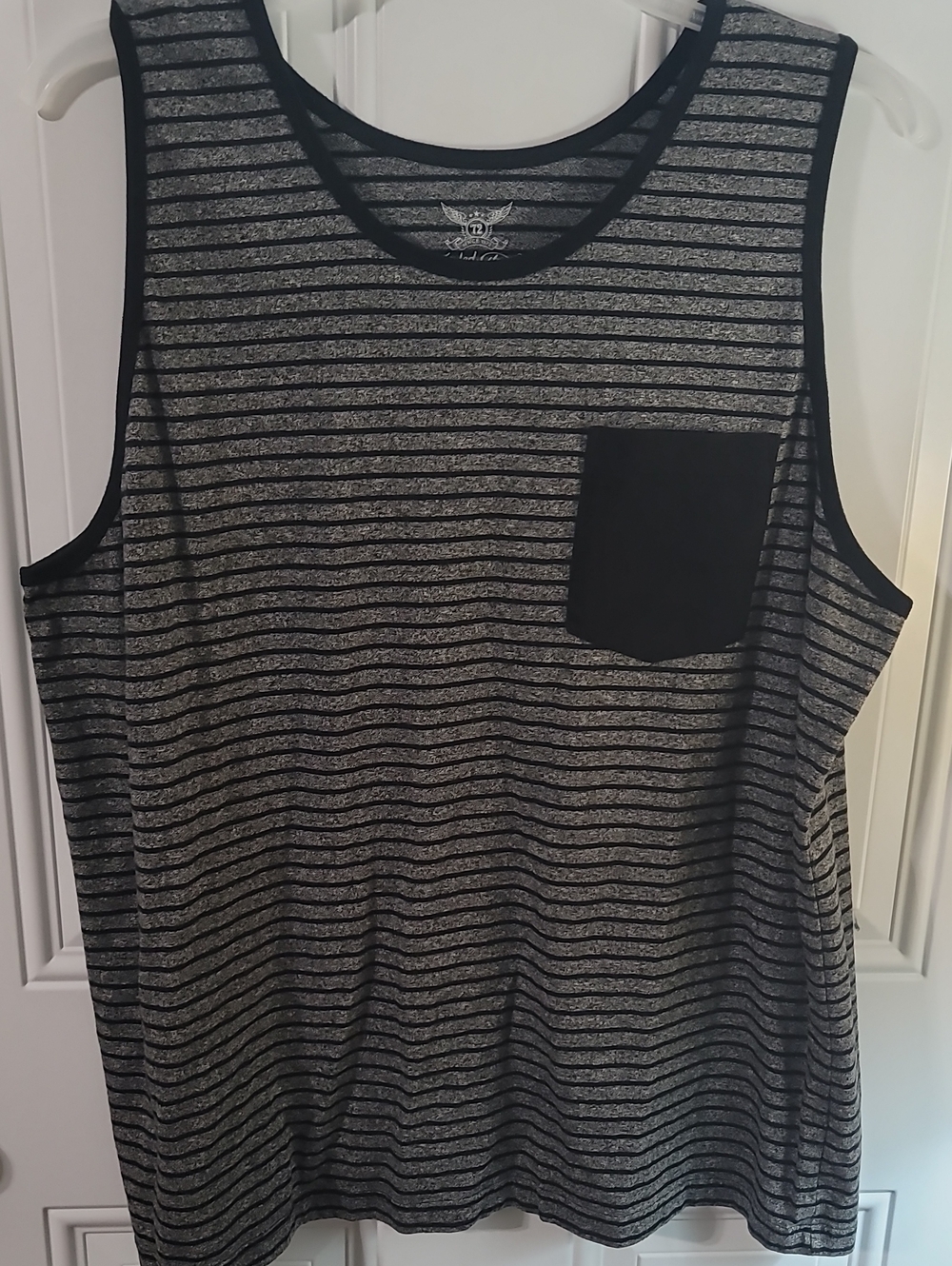 Faded Glory Black and Gray Striped Tank with Pocket